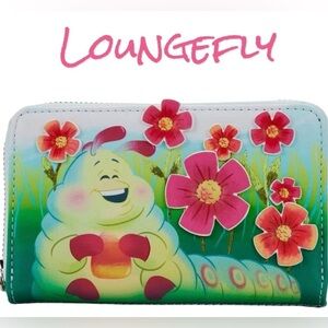 NWT! LOUNGEFLY DISNEY'S PIXAR A BUGS LIFE EARTH DAY ZIP AROUND WALLET